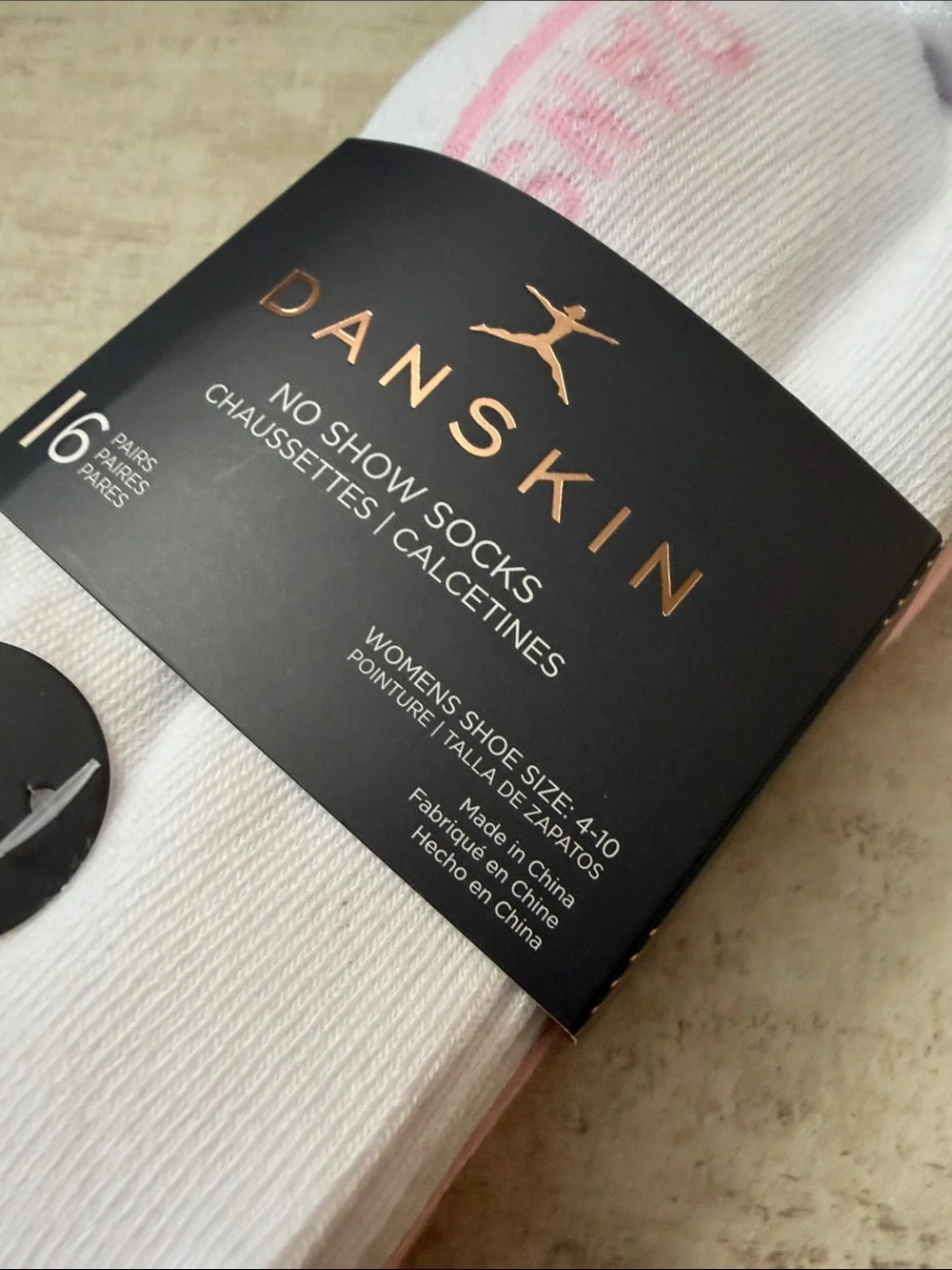 Danskin No-Show Athletic Socks in White, Pink, grey colors with trim
